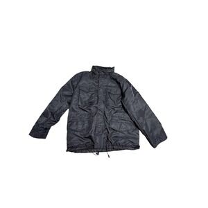 Gap Jacket Mens Large Black Nylon Insulated Parka Full Zip Pockets Winter